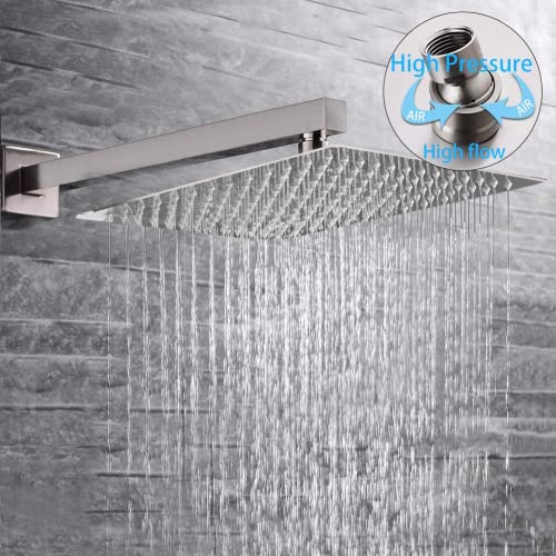 Sr Sun Rise 16 Inch Rain Shower System And Round Shower Faucet Set, Wall Mounted Shower System With Rough In Valve And Trims, Brushed Nickel #TOP12