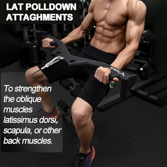 Lat Pulldown Attachments, Neutral Grip Lat Pull Down Bar with Ergonomic Handle,Cable Attachments for Gym, Back Tricep Bar Strength Training Handle
