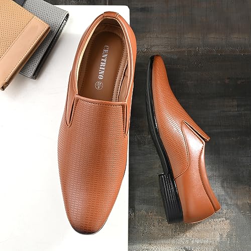Image of Centrino Mens Formal Shoe |Slip-On Men's Formal Shoe | Stylish Non-Lace Design | Soft Cushioned Insole for Comfort | Perfect for Office & Formal Wear (64044)