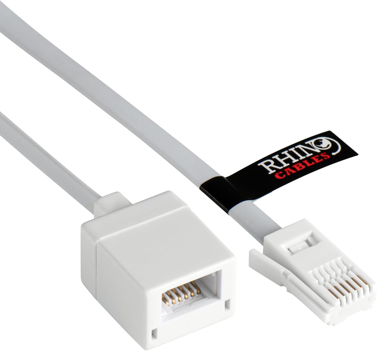 BT Telephone Extension Cable, Male Plug to Female Socket Box Lead Wired for UK Landline Phone Cord Extension, Home and Office, Fax, Modem, White (15m)