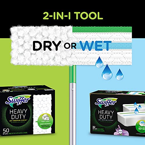 Swiffer Sweeper Heavy Duty Cleaning Kit: 2-In-1 Dry And Wet Multi Surface Floor Cleaner, Includes 1 Mop + 40 Heavy Duty Pads + 14 Dry Cloths + 5 Wet Cloths #TOP5