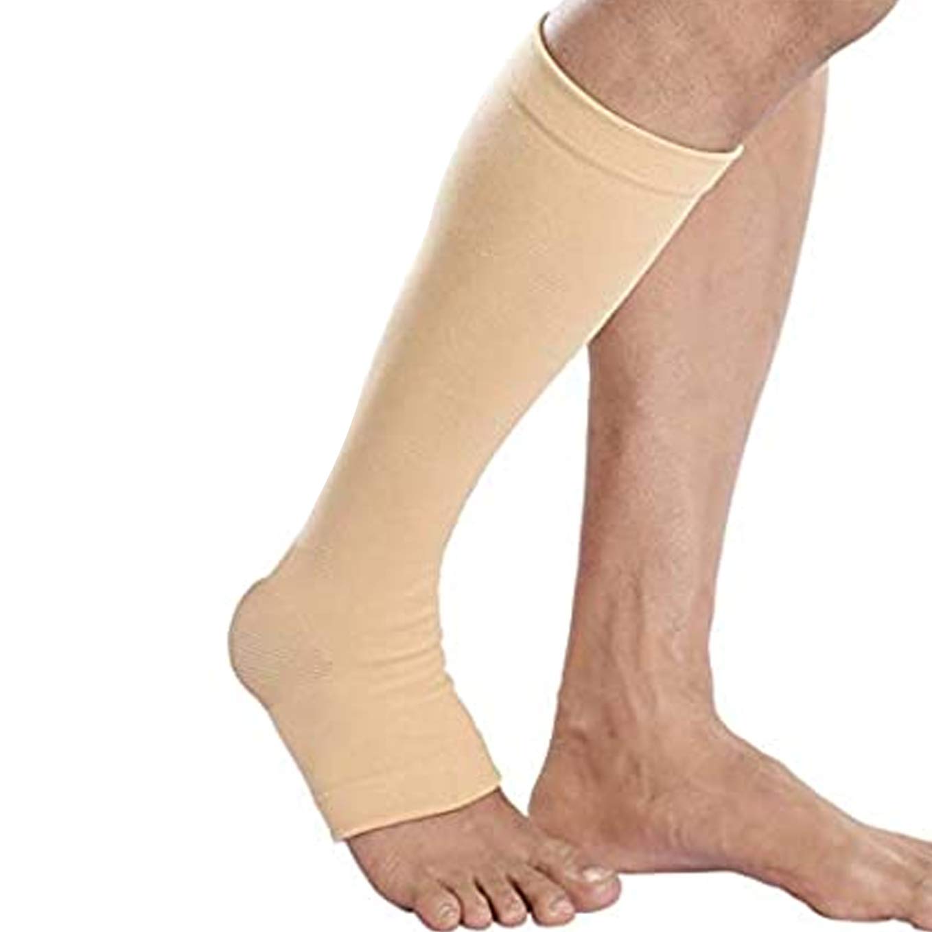 Cotton Compression Stockings Knee Length for Varicose Veins - Beige - XL-image-10