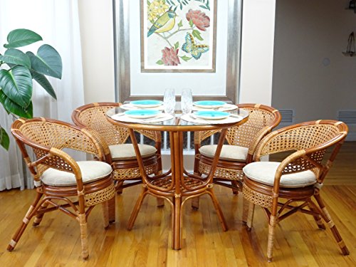 Pelangi Handmade Rattan Dining Wicker Chair W/Cushion, Colonial #TOP6