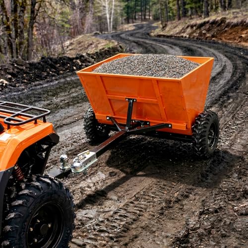 Tow-Behind Spreader, 71 Gal ATV UTV Sand Salt Hopper, Steel, Orange