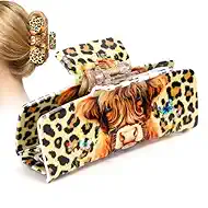 Medium Hair Claw Clip with Leopard Cow Butterfly Design, Plastic Claw Clip for Thin Thick Hair, Strong Hold Hair Accessories for Updo, Half Up Hairstyle, for Women Daily Wear, Party, Travel