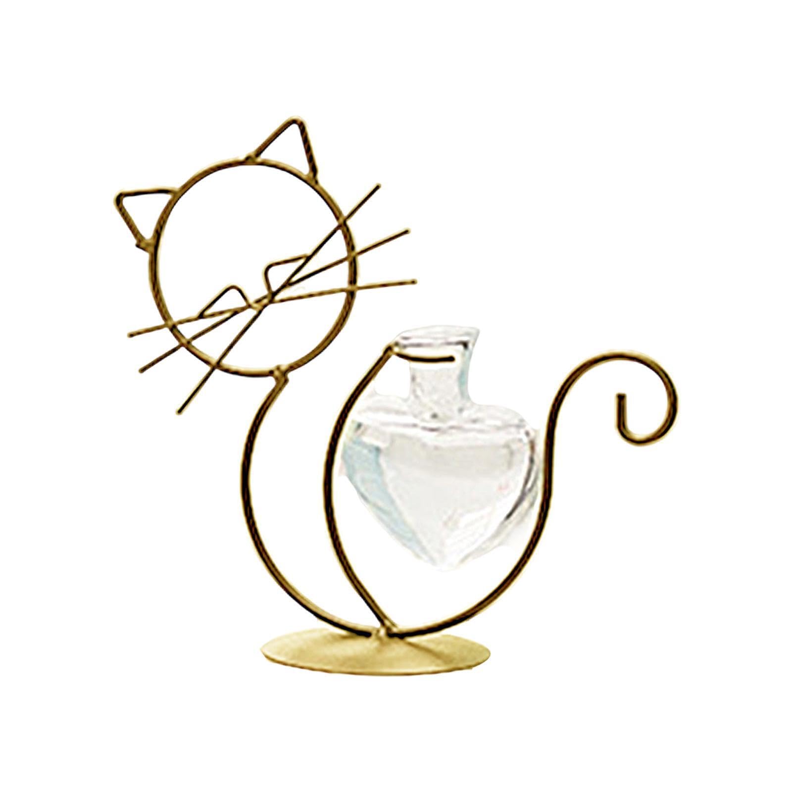 PIXZCSA Modern for Creative Cat Outdoor Base Cute Iron Plant Vase Stand Decoration Plant Vases Cute Cat Shaped Pot Transparent Vase
