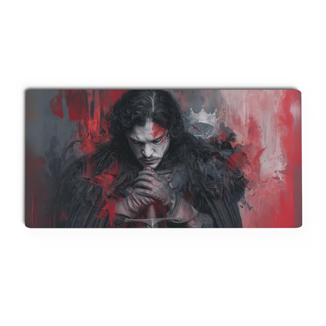 Fallen King Deskmat | Dark Warrior with Sword Design | 11×23 Inch Large Gaming Mouse Pad | Smooth Anti-Slip Surface, Heat & Water Resistant | Premium Desk Decor for Gamers & Collectors-image-4