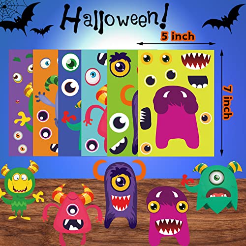 Funnlot Halloween Stickers For Kids Halloween Party Games Stickers For Kids Monster Stickers 30Pcs Make A Monster Stickers Diy Monster Stickers For Kids Classroom #TOP2