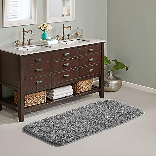 Suchtale Large Bathroom Rug Extra Soft and Absorbent Shaggy Bathroom Mat (24 x 60, Dark Grey) Machine Washable Microfiber Bath Mat for Bathroom, Non Slip Bath Mat, Bathroom Floor Mats Rubber Back