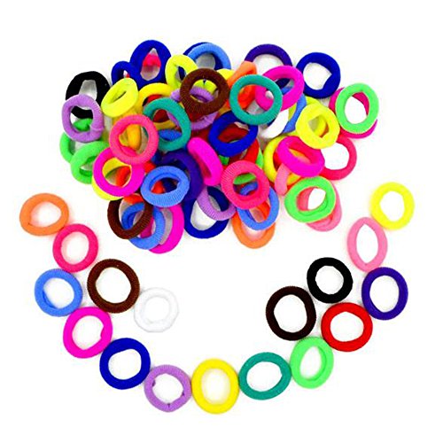 Hair Bands Ties Elastics Toddler Baby Girl, 100 PCS Random Colors, No Crease Ponytail Holders, Tiny Soft Rubber Bands for Baby Kids Women, Small Size No Aches Durable Hair Accessorie (random colour)
