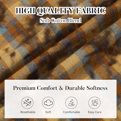 Image of WARHORSEE Flannel Shirt for Men Long Sleeve Button Down Plaid Shirts | Soft Cotton Blend for Multi-season Wear, Lightweight yet Warm, Dual buttoned storage pockets, Machine Washable Easy Care