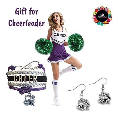 Image of Infinity Collection - Cheer Bracelet & Earrings Set - Purple & Black Infinity Love Cheer Charm, Jewelry for Cheerleaders, Teams, Moms & Coaches