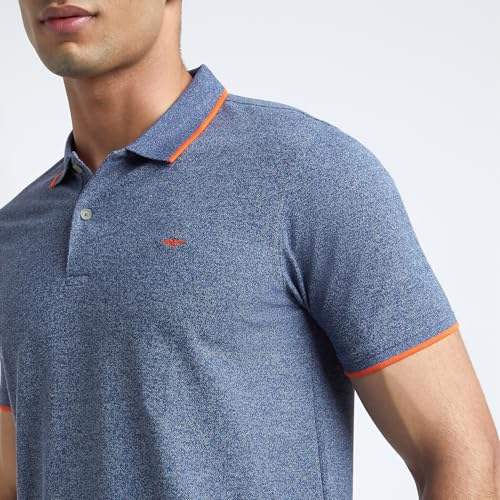 Image of Park Avenue Men's Cotton Polyester Blend Solid Pattern Slim Fit Rib Collar Polo Neck Half Sleeve Casual T-Shirt