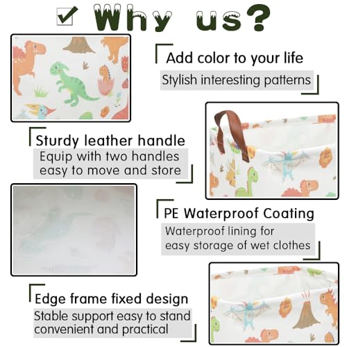 Image of Rectangular Easter Dinosaur Basket,Waterproof kids toy storage box bedroom,Dinosaur Storage Box,kids laundry Basket,Easter Room Decor,Nursery Hamper,Gift Baskets(Dinosaur)