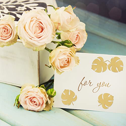 Whaline 500Pcs Gold Foil Monstera Stickers Self-Adhesive Monstera Leaves Seal Stickers Tropical Plant Leaf Label Decals For Greeting Invitation Cards Envelope Sealing Birthday Gift Wrapping Supplies #TOP5