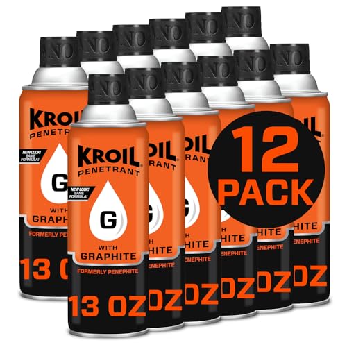Image of Kroil Penetrant with Graphite (Aerosol Spray-13oz Can-Case of 12) | High Temperature Penetrating Lubricant for Small Gaps, Corroded Metal, Seized Parts (PH132C)