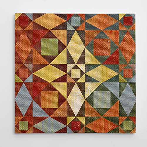 Kaleidoscope Quilt II Gallery Wrapped Canvas Wall Art Wall Décor for Home, Office, Bedroom, Living Room, 24X24