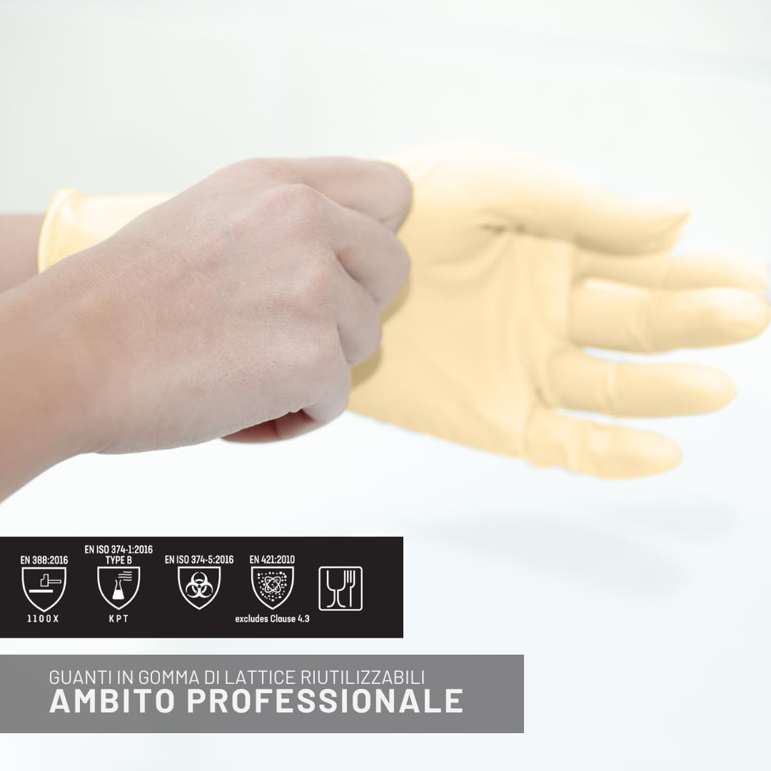 Gant de contact en caoutchouc de latex réutilisable, résistant aux substances chimiques, aux utilisations domestiques et professionnelles, adapté à la manipulation des aliments. Jaune, taille 6 (12