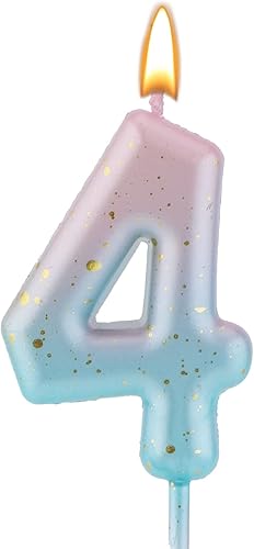 Vela de letras con número de cumpleaños en degradé, velas de cumpleaños degradadas color rosa y azul para tartas