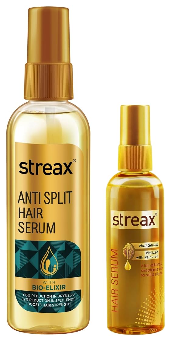 Streax Hair Serum Vitalized with Walnut Oil, For Hair Smoothening & Shine Anti Split Hair serum, 100 ml I with Bio - Elixir-image-30