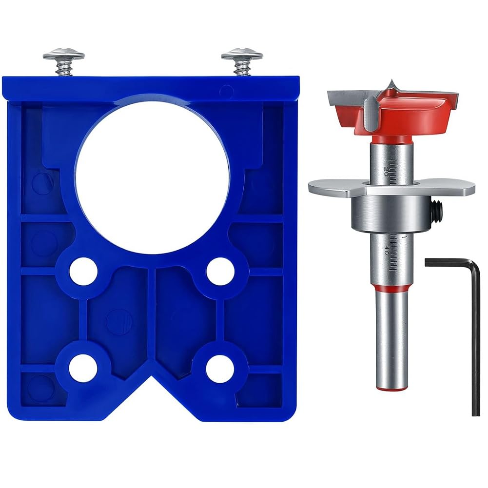 BAAQII35mm Hinge Jig Drill Guide Set, Door Concealed Hinge Hole Drilling Jig Forstner Bits Set Hinge Hole Cutter for Door Kitchen Cupboard Cabinet Hinge