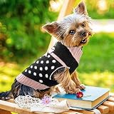 Hunde-Pullover mit Schleifenkrawatte – Punkt Rollkragen-Pullover, klassischer Strick Wintermantel für Hunde Kälteschutzkleidung für kleine und mittlere Hunde Katzen Welpen und Mädchen,XS