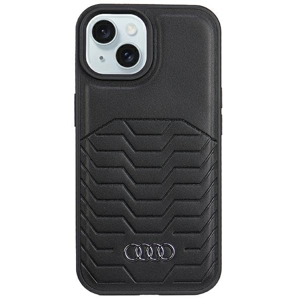 Audi Étui en Cuir synthétique pour iPhone 15 Plus / 14 Plus 6,7" Noir hardcase AU-TPUPCMIP15M-GT/D3-BK