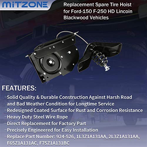 Spare Tire Hoist Spare Tire Winch Carrier Compatible With 1997-2003 Ford F-150 2004 Ford F-150 Heritage 1997-1999 Ford F-250 1997 Ford F-250 Hd 2002 Lincoln Blackwood 924-526 1L3Z1A131Aa 2L3Z1A131Aa #TOP1