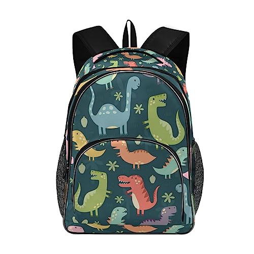 RPLIFE Linda mochila escolar de perro para niñas y niños, mochila de viaje, mochila casual para estudiantes, adolescentes y niños, Dinosaurio sin costuras-5, Talla única