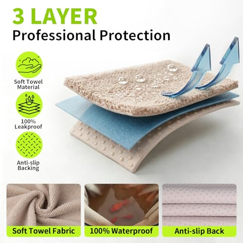 Image of Leader Accessories Beige Waterproof Sweat Towel One Front Bucket Seat Cover for Car Trucks SUV Machine Washable Fitness Athletes Pets Gym | Universal Non-Slip, Fits Car Truck SUV, Machine Washable, For Dog & Kid, Pets, Yoga, Gym, Beach, Swimming, Outdoor Sports