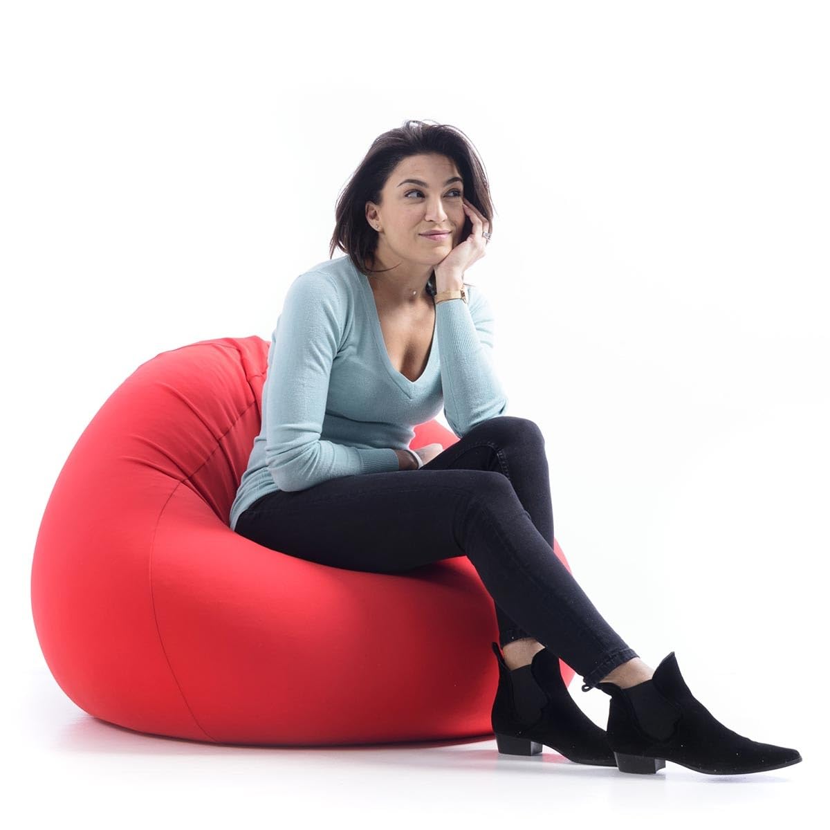 LiveDeco Pouf A Pera In Velluto A Coste Marrone, Sfoderabile, Con Riempimento In Polistirolo Certificato M1, BiG52 - 4