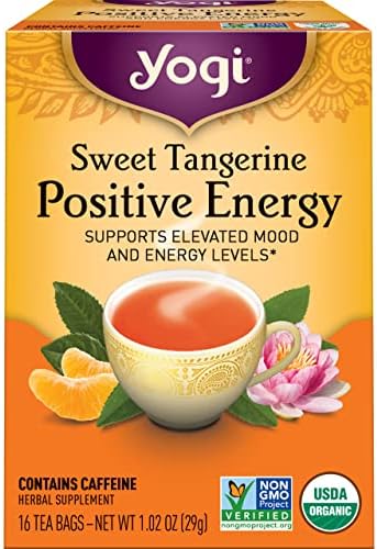 Yogi Tea - Sweet Tangerine Positive Energy Tea (4 Pack) - Supports Elevated Mood and Energy Levels - With Black Tea and Green Tea Extract - Contains Caffeine - 64 Organic Tea Bags