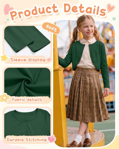 Image of Girls Uniform Cardigan | Cropped Bolero Shrug with Long Sleeves, Button Front Knit Sweater, Soft Preppy School Cardigan for Cute Daily Wear