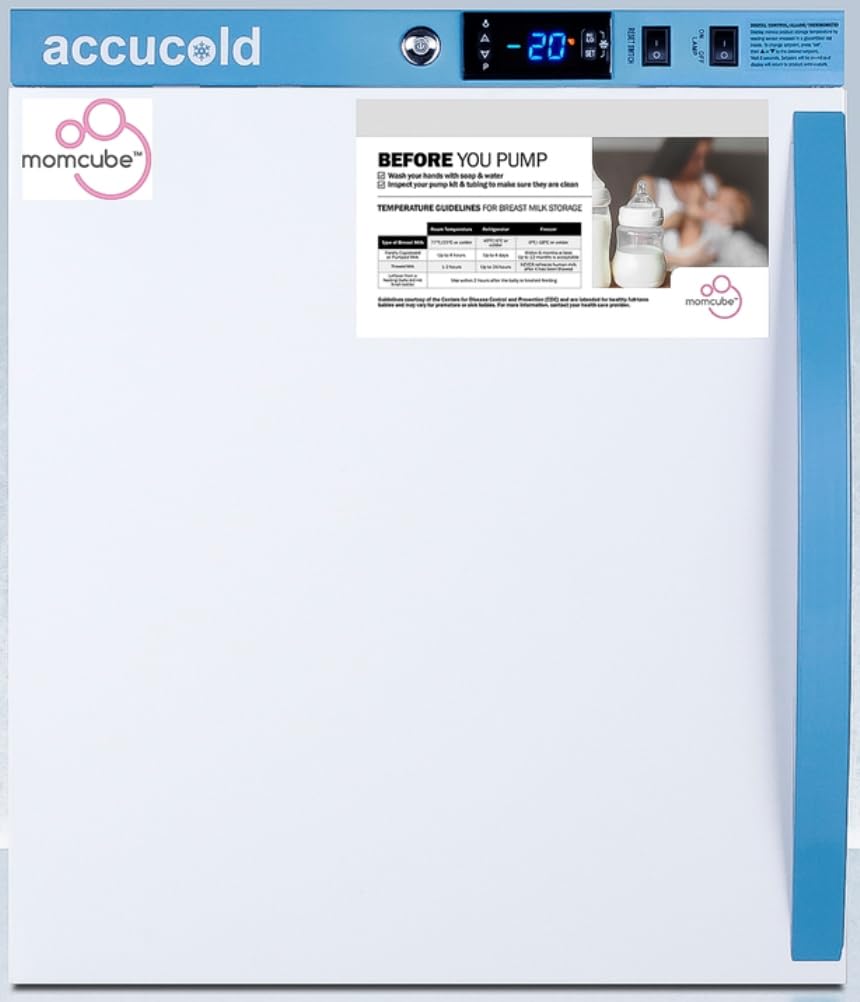 Accucold AFZ1PVMCLHD MOMCUBE Breast Milk Storage Freezer, 1.4 Cu.Ft, Open Door Alarm, Adjustable Temperature (LHD)