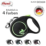 flexi® Black Design L Gurt 5 m schwarz/grün, Roll-Leine für Hunde bis 50 kg