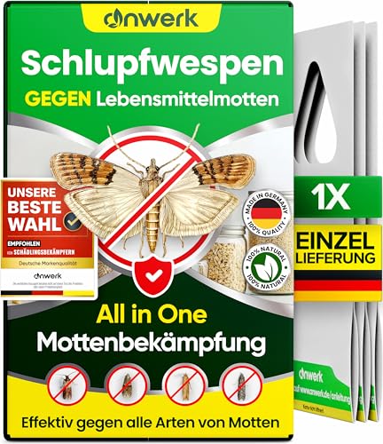 anwerk® Schlupfwespen gegen Lebensmittelmotten - 1 Karte à 1 Lieferung - Effektiv Lebensmittel Motten bekämpfen - Alternative zur Mottenfalle, Mottenspray, Pheromonfalle (1x Karte à 1 Lieferung)