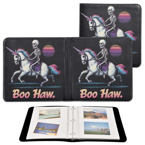 Album photo autocollant en cuir synthétique pour photos de famille - 20 feuilles - 80 pixels, crânes, licornes