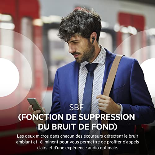 Belkin Écouteurs Bluetooth True Wireless SOUNDFORM Flow avec suppression du bruit de fond (Bluetooth, recharge sans fil, IPX5 résistance à l’eau, 31h de lecture, pour iPhone, Galaxy, Pixel, noir)