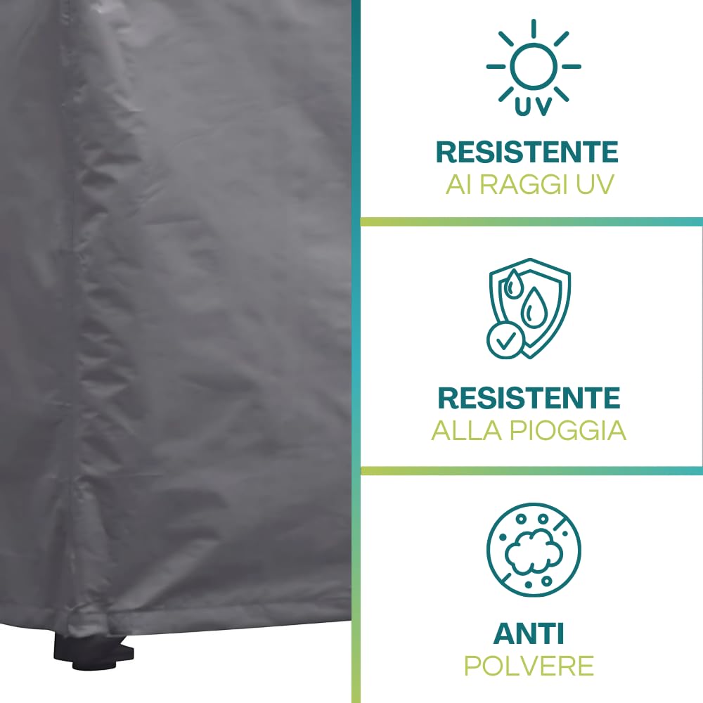 Paluplus 2 Coperture Protettive per Lettini Grigie, Misura 200x70x40 cm, Tessuto Impermeabile 210D, Telo con Sacca e Laccetto, Protezione da Polvere, Pioggia, Raggi UV -7996C-1