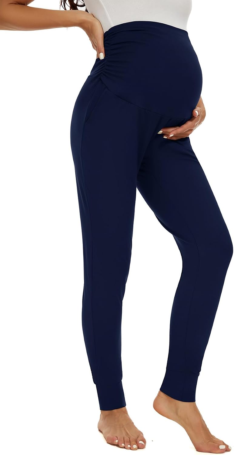 Smallshow Women's Maternity Pants Pregnancy Activewear Jogger Over The Belly