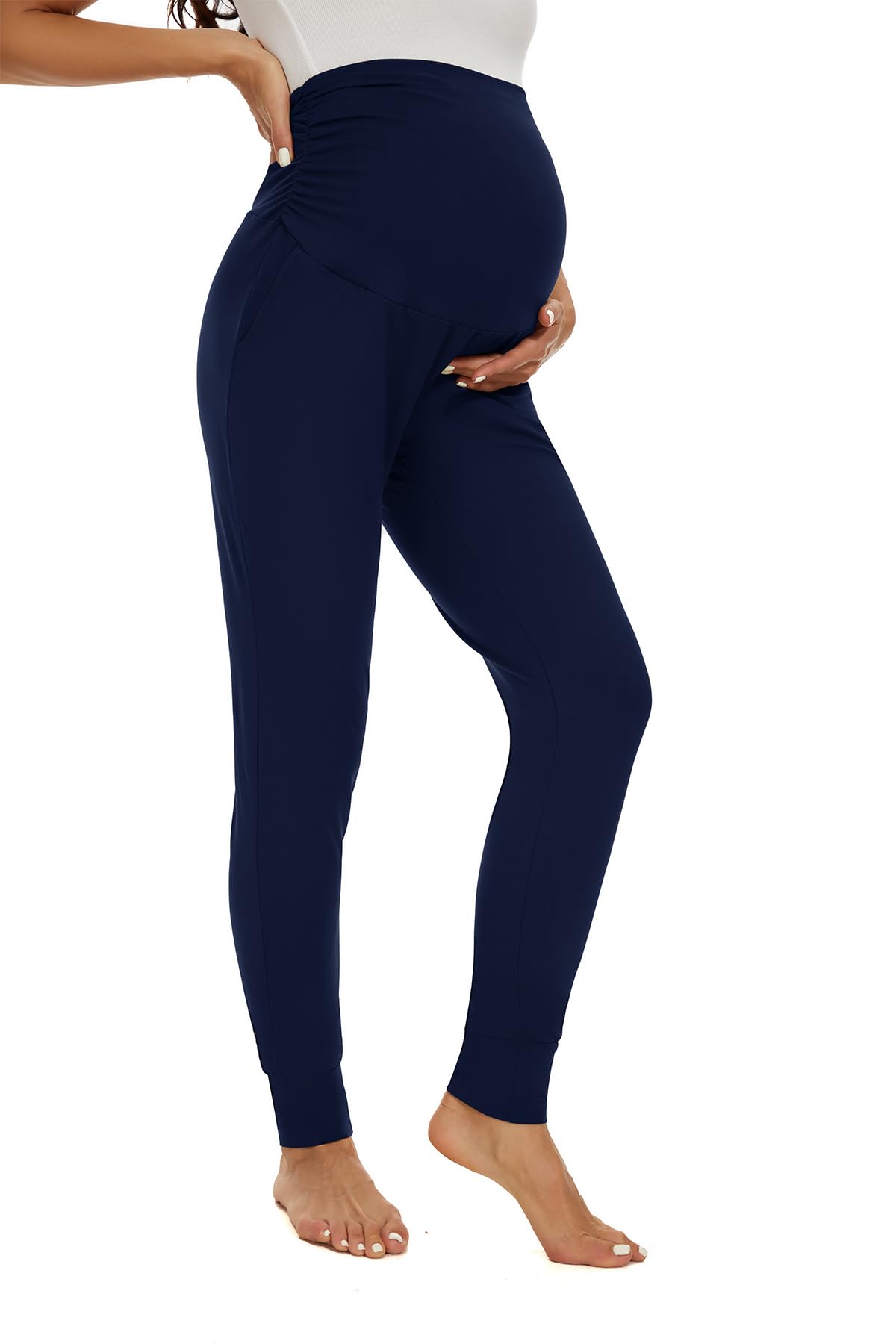 Smallshow Pantalones de maternidad para mujer, ropa deportiva para embarazo, jogger sobre el vientre