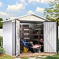 DWVO 6x4ft Storage Shed for Outdoors, Metal Sturdy Weatherproof Tool Locker with Secure Door and Ventilation for Equipment, Mowers, Bikes, Outdoor Spaces, White