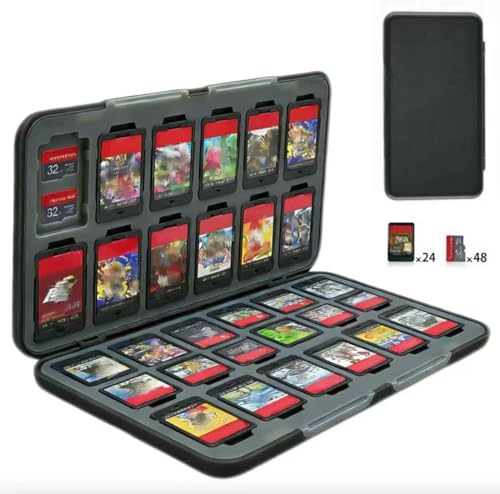 Switch / Switch 2 �Q�[���J�[�h �P�[�X 24�� �X�C�b�`�J�[�h �X�C�b�`��p �Q�[���J�[�h���[�P�[�X ���[ �y�� �h�o �����^�ѕ֗� �� (�u���b�N, 24��)