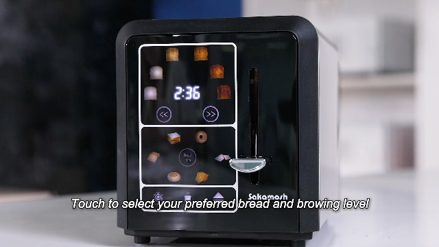 SAKAMOSH T-34TUB Tostadora de 2 rebanadas con pantalla táctil, función para bagel, 6 niveles de tostado, modo descongelar y cancelar, ranuras anchas para pan grueso, bandeja fácil de limpiar miniatura 7