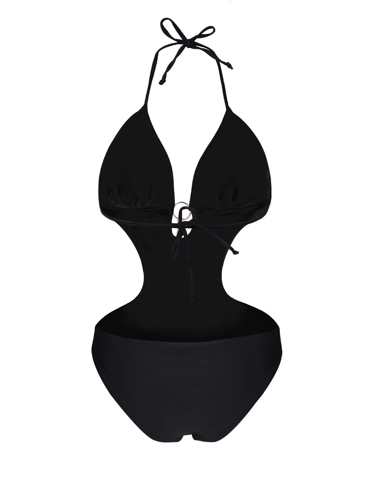 heekpek Costume Intero da Donna Scollo a V Bikini Brasiliana Sexy Halter Costume Intero Push Up con Nappe di Metallo Cut out Triangel Mare Costume da Bagno Donna Retro