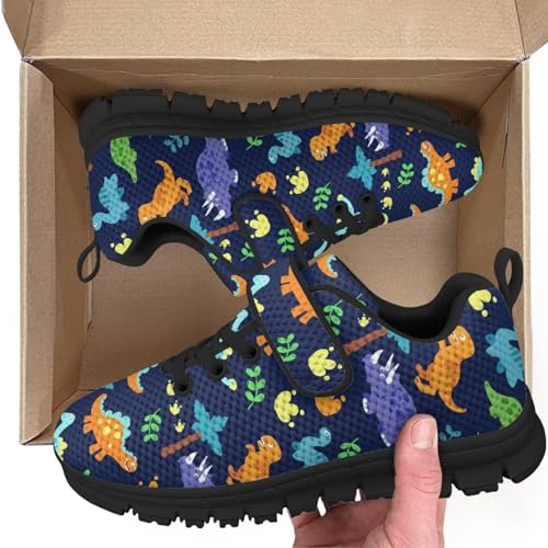 Little Kid Shoes Boys Girls Sneakers Tennis Running Lightweight Breathable Shoes Dinosaur Tree Pattern2