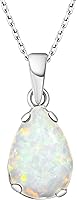 Vista 24 de 925 Sterling Silver Gemstone Necklace - Gemstone Teardrop Necklace - Birthstone Necklace for Women Silver - Pear Gemstone Pendant - Silver Jewelry
