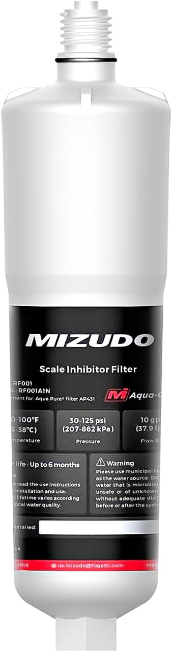 AP431 Replacement Cartridge for Aqua-Pure AP430SS, MIZUDO Whole House Scale Inhibition System, Water Heater Softener System, Prevent Scale Build Up On Hot Water Heaters, 3 Pack