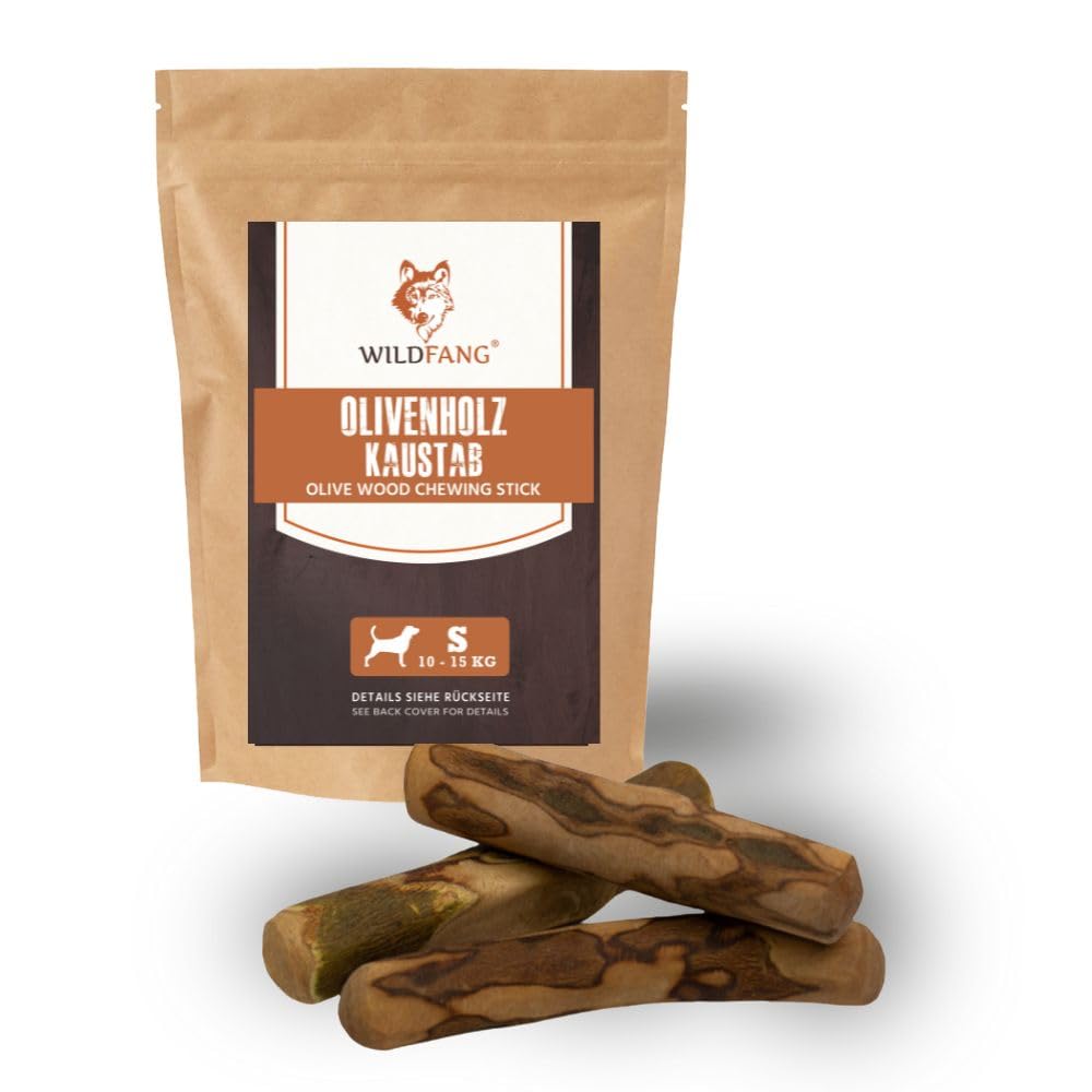 Wildfang® Bastone da Masticare in Legno d'Olivo per Cani - Giocattolo Naturale per Cuccioli, Teething Toy, Ossa in Legno per Cani, Chew Stick Resistente, Giocattolo per Tutti i - Set of 3 (Small)