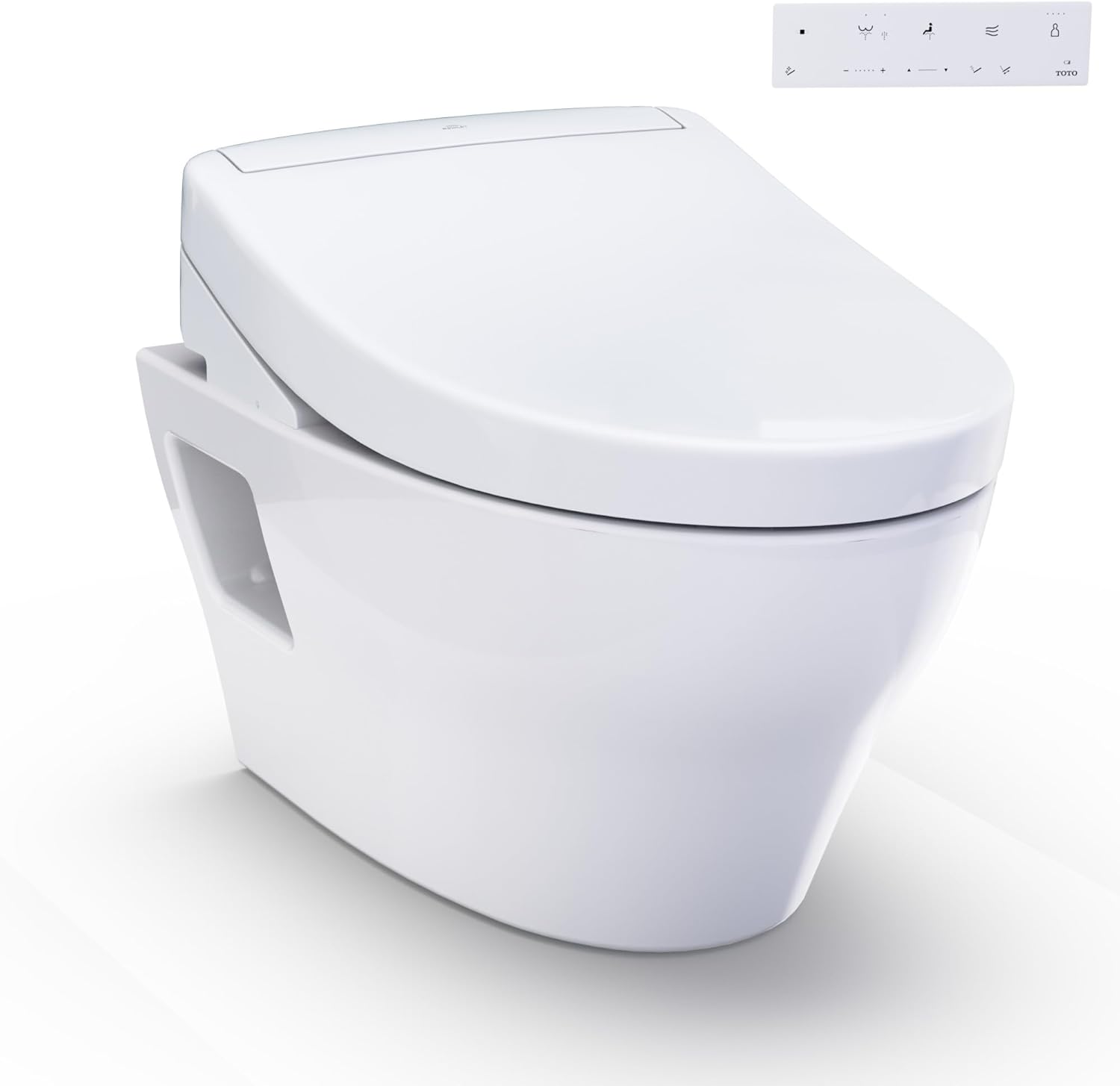 TOTO® WASHLET®+ EP Wall-Hung Elongated Toilet and WASHLET S5 Bidet Seat and DuoFit® In-Wall 0.9 and 1.28 GPF Dual-Flush Tank System, Matte Silver - CWT4283446CMFG#MS